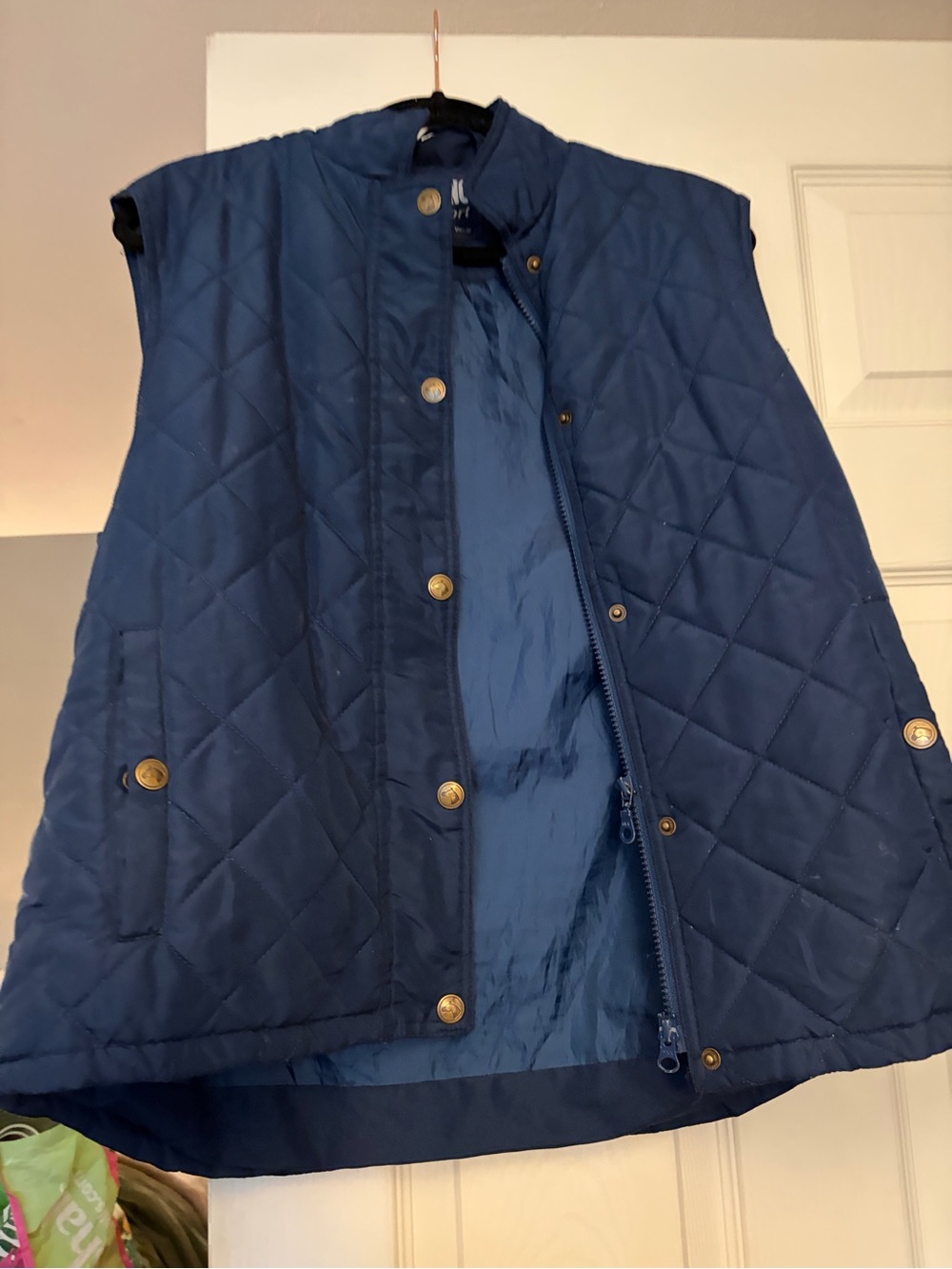 Quilted Navy Blue Snap Front Vest